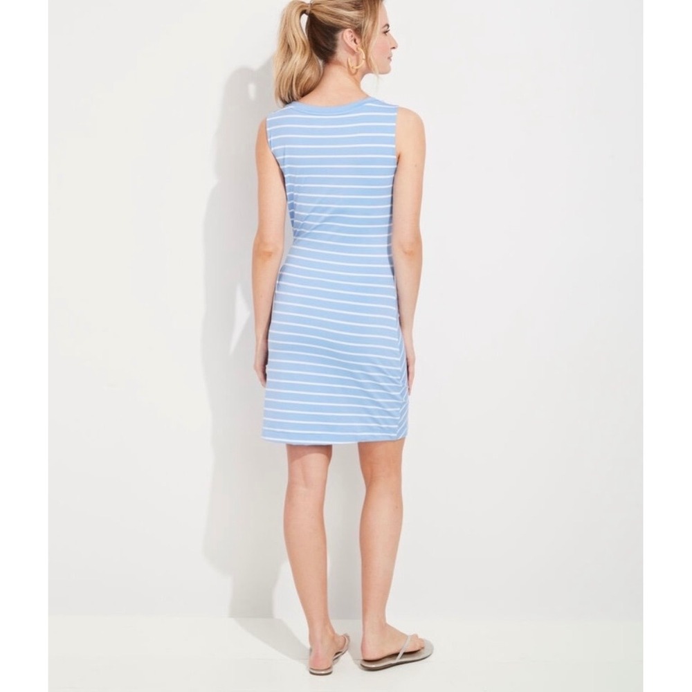 Vineyard Vines Performance Stripe Sleeveless Tie Waist Tank Dress Size L - Picture 9 of 9